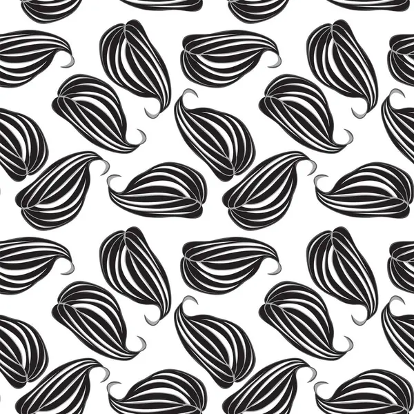Çizilmiş Siyah Beyaz Yapraklardan Yapılmış Kusursuz Desenli — Stok Vektör