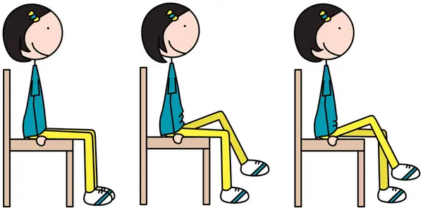 Cartoon Vektor Ilustrace Dívky Cvičení Sedící Pochod Místě — Stockový vektor