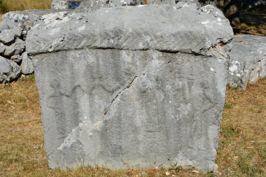 Hırvatistan 'ın Cista Velika köyü yakınlarındaki Necropolis Velika ve Mala Crljivica (Büyük ve Küçük Crljivica) karmaşık oymalarla süslenmiş mezar taşıyla