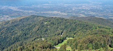 View from the viewpoint at the top of Sljeme towards Zagorje clipart