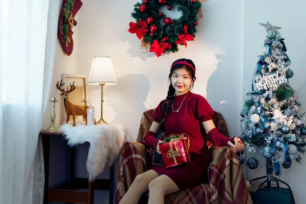 Meninas Asiáticas Natal — Fotografia de Stock