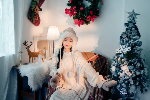 Meninas Asiáticas Natal — Fotografia de Stock