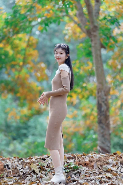 Portrait Romantic Girl Woods — Stock Photo, Image