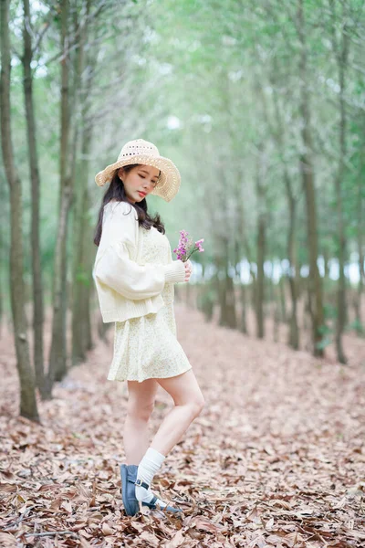 Portrait Romantic Girl Woods — Stock Photo, Image