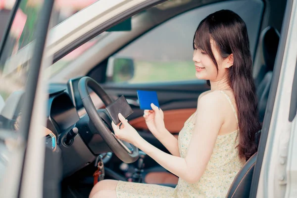 Female drivers on the car, self-drive travel concept