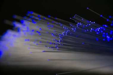 Optik fiber siyah bir arkaplanda izole edilir