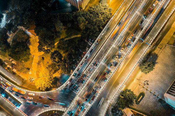 An overpass photographed by a drone