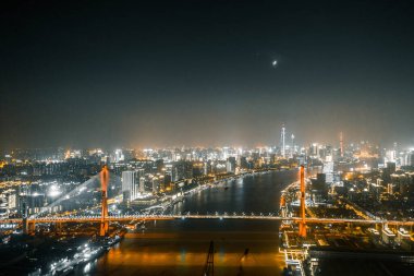 Şangay 'daki Nanpu Köprüsü' nde hareket bulanıklığı