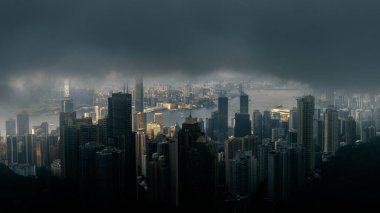Hong Kong Merkez ilçe manzarası ve Victoria Harbour view