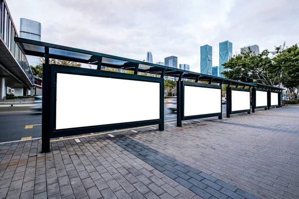 Blank Billboardy Przystankach Autobusowych — Zdjęcie stockowe