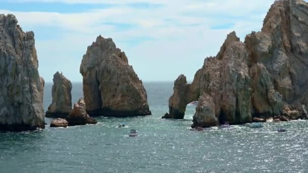 Meşhur Kemer Arco Cabo San Lucas Meksika Ayrılan Bir Yolcu — Stok video
