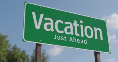 Tatilin Pan 'ından 4k Sürüş Yeşil Yol tabelasının hemen önünde.