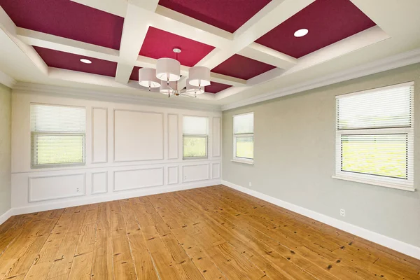 Beautiful Purple Tan Custom Master Bedroom Complete Entire Wainscoting Wall — Stok Foto