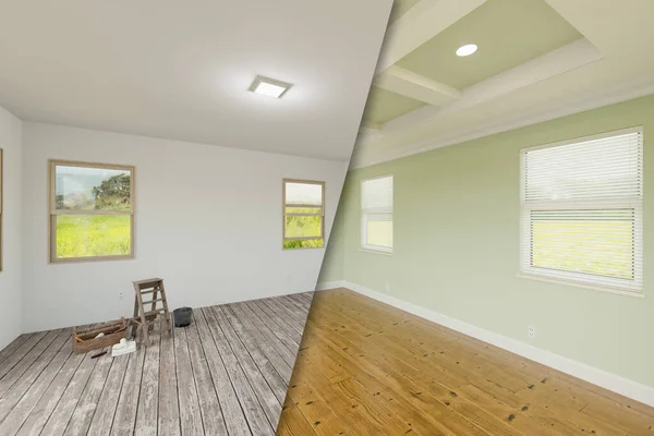 Hellgrün Vor Und Nach Dem Hauptschlafzimmer Das Den Unvollendeten Und — Stockfoto