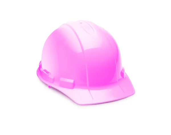 粉红安全施工白色背景下的硬帽孔隔离 — 图库照片