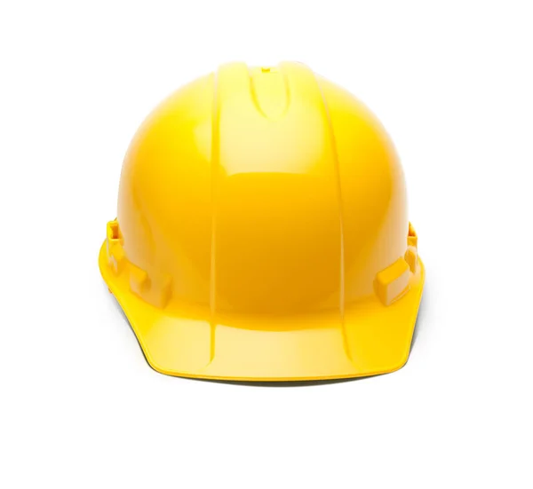 Žlutá Stavební Bezpečnostní Přilbou Izolovaných Bílém Pozadí — Stock fotografie