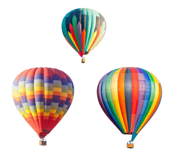 Hőlégballonok Halmaza Fehér Háttértől Elszigetelve — Stock Fotó