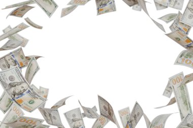 Düşen Yüz Dolarlık Ganimet Sınırı Beyaz Arkaplanda İzole Edildi.