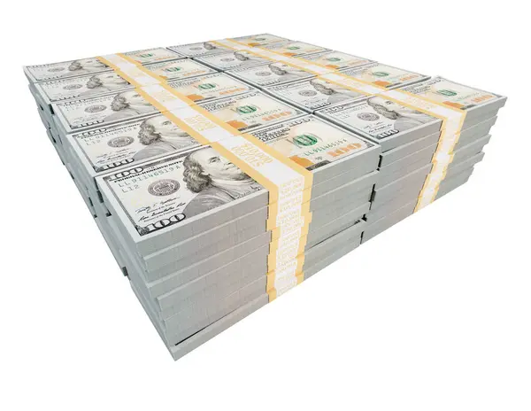 Stack One Million Dolars One Hundred Dollar Bills Isolated White — Stock fotografie