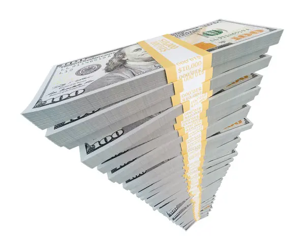 Montón Alto Millón Dólares Billetes Cien Dólares Aislados Sobre Fondo — Foto de Stock
