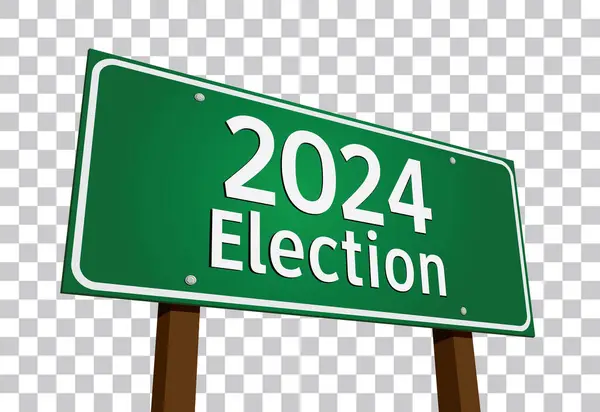 2024 Eleição Green Road Sign Vector Ilustração — Vetor de Stock