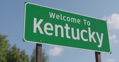 Kentucky Yeşil Yol Tabelasına hoş geldiniz Mavi Gök ve Bulutlara Karşı.