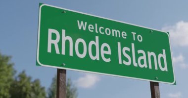 Mavi gökyüzü ve bulutlara karşı Rhode Island 'a hoş geldiniz..