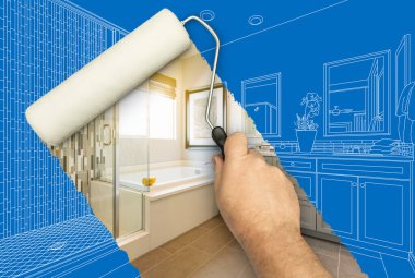 Yeniden Yapılandırılmış Büyük Banyo Çizim Planları Altında.