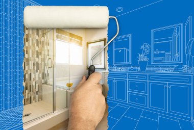Yeniden Yapılandırılmış Büyük Banyo Çizim Planları Altında.