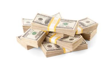 10000 Dolarlık 100 Dolarlık banknotlar izole edildi. Şeffaf PNG.