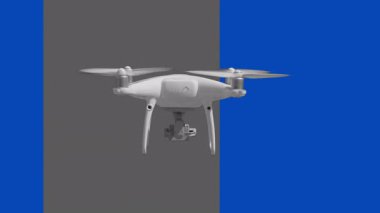 Mavi Ekran 'ın Önünde Uçan Arkalarından Gerçek UAV Quadcopter Drone.