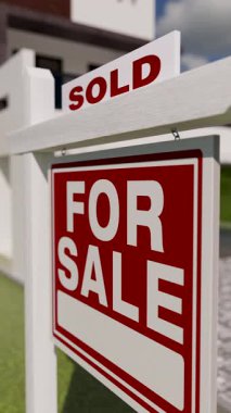 Yeni Çağdaş Ev 'in önünde satılık emlak tabelası.