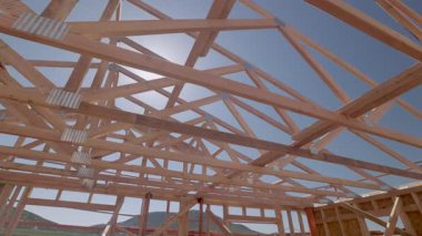 Yeni Ahşap Çerçeve İnşaat Alanının Dramatik Yavaş Hareketi.
