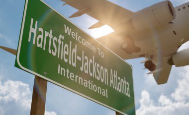 Hartsfield-Jackson Atlanta Uluslararası Havalimanı Yeşil Yol Tabelasına hoş geldiniz..