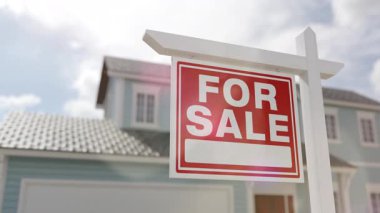 Satılık Emlak ve Yeni Ev Tabelasının 4k Zoom 'u.