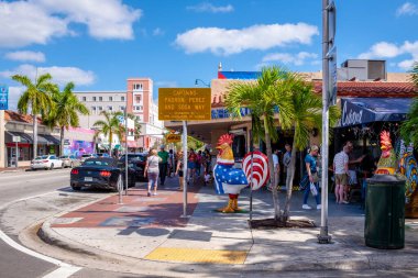 MIAMI, USA - FEBRUARY 7, 2023 : 8th street or Calle 8 in Little Havana, heart of the cuban community in Miami