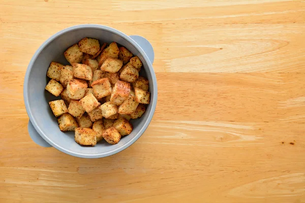 Freshly Baked Herb Garlic Croutons Made Day Old French Bread — Stock Photo, Image