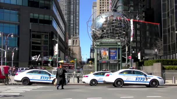 Tráfico Columbus Circle Manhattan Nueva York Marzo 2023 — Vídeos de Stock