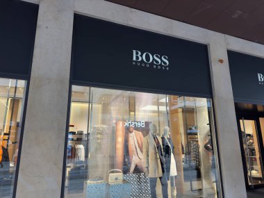 Geneva, Switzerland - Jan 12, 2023: Hugo Boss store. Hugo Boss is a German luxury fashion house.