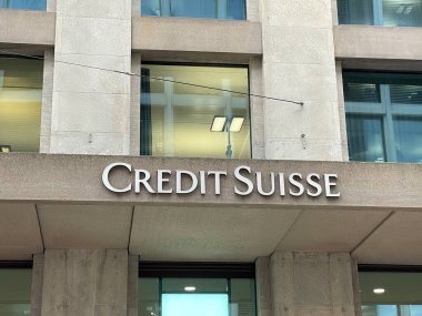 Geneva, Switzerland - Jan 12, 2023: Credit Suisse bank office in Geneva. Credit Suisse Group AG is a global investment bank and financial services firm.