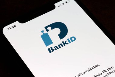 Ostersund, Sweden - May 30, 2020: Swedish Bank-id app on a smartphone. Bank-id  is the largest electronic identification system in Sweden.