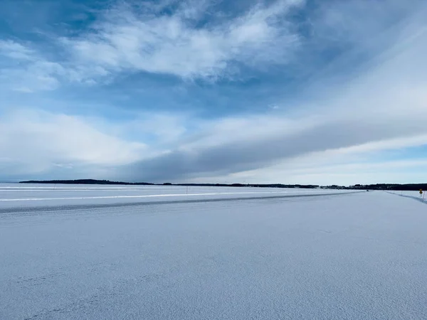 Téli Táj Jég Észak Svédországban — Stock Fotó