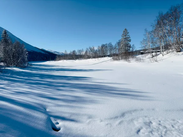 Nordsvensk Vinterlandskap – stockfoto