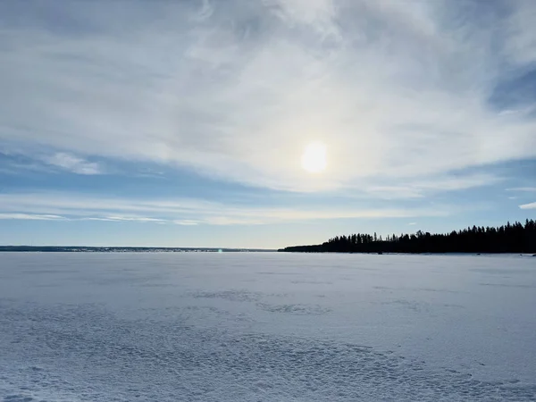 Winter Landscape Ice Road North Sweden — Stock Photo, Image