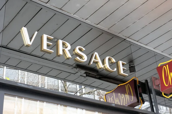 Ginevra Svizzera Gennaio 2023 Logo Del Negozio Versace Versace Azienda — Foto Stock