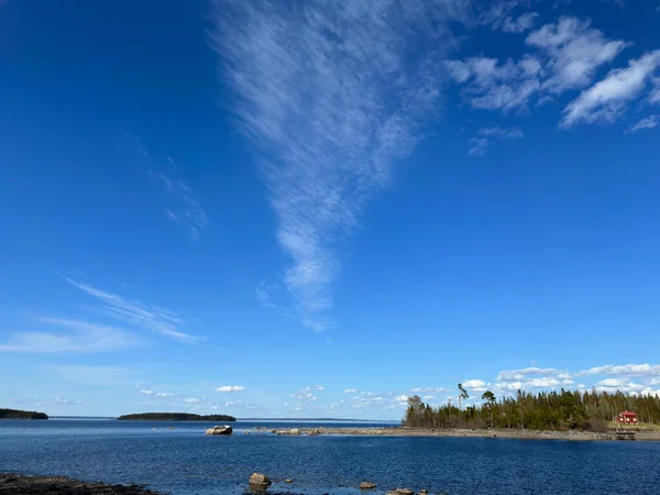 Λίμνη Θέα Τοπίο Στο Βόρειο Τμήμα Της Σουηδίας — Φωτογραφία Αρχείου