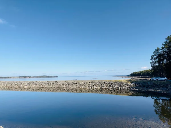Widok Jezioro Krajobraz Północnej Szwecji — Zdjęcie stockowe