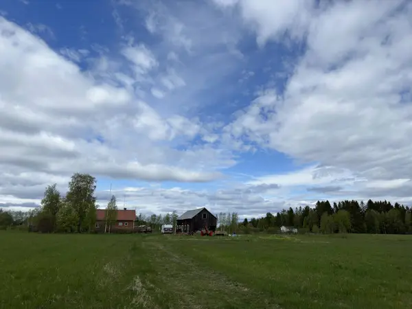 Gyönyörű Táj Falu Észak Svédországban — Stock Fotó