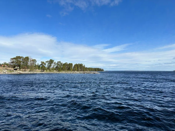 Paysage Avec Vue Sur Lac Nord Suède — Photo