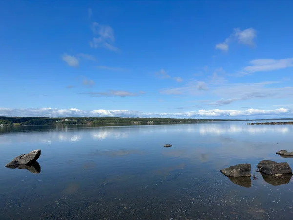 Λίμνη Θέα Τοπίο Στο Βόρειο Τμήμα Της Σουηδίας — Φωτογραφία Αρχείου
